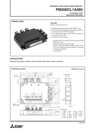 Mitsubishi Electric PM200CL1A060 Intelligent Power Module Datasheet - cover page