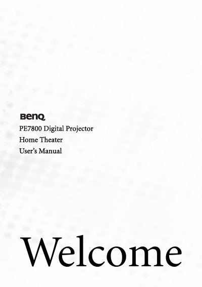 BenQ PE7800 Digital Projector User's Manual