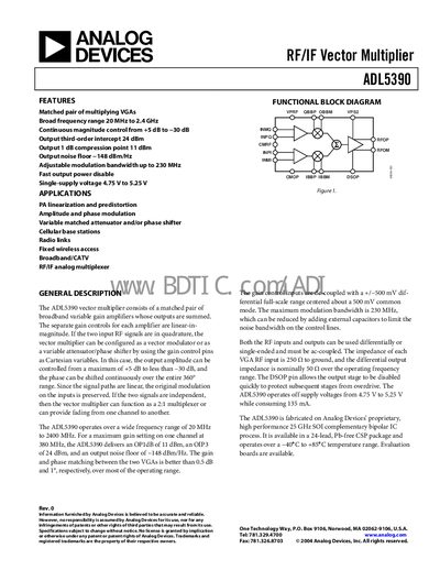 Analog Devices ADL5390 Datasheet - cover page