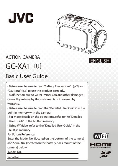 JVC GC-XA1 Camera User Manual - cover page