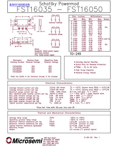 Microsemi FST16035 - FST16050 handbook - cover page