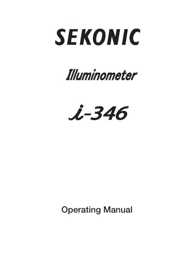 Sekonic I-346 Illumination Meter Operating Manual - cover page