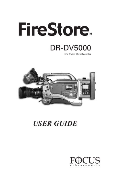 FireStore DR-DV5000 DV Video Disk Recorder User Guide - cover page