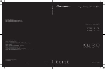 Pioneer PRO-151FD/PRO-111FD Elite Series Flat Panel TV Operating Instructions - cover page