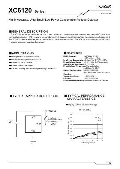 Torex XC6120 Voltage Detector Datasheet - cover page