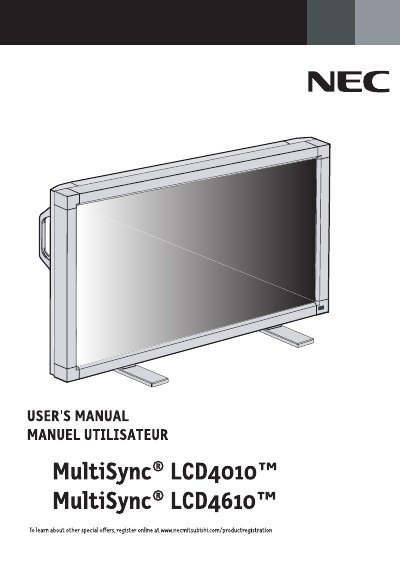 NEC MultiSync LCD4010/LCD4610 User's Manual