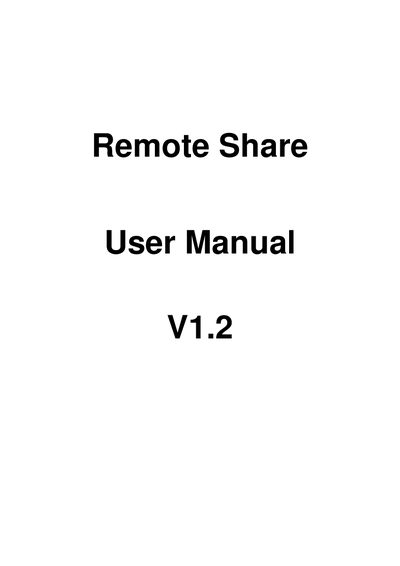 Remote Remote Share User Manual V1.2 - cover page