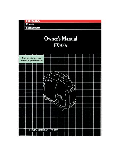 Honda EX700c Generator Owner's Manual - cover page