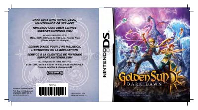 Golden Sun: Dark Dawn User Manual - cover page