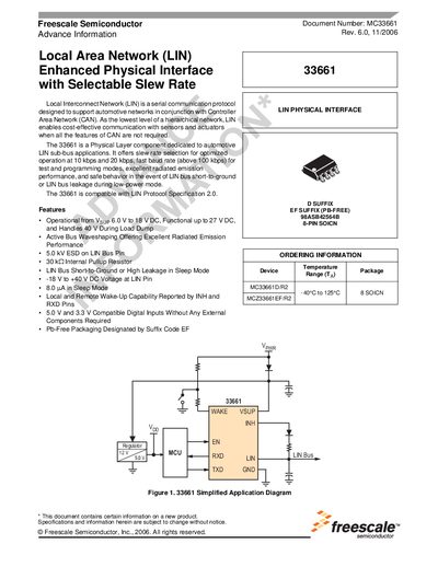 Freescale 33661 LIN Physical Interface Datasheet - cover page