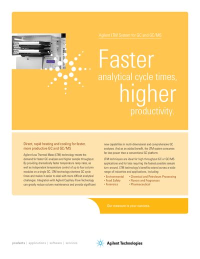 Agilent Low Thermal Mass (LTM) System for GC and GC/MS Product Leaflet - cover page