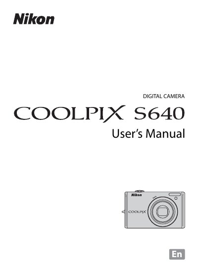 Nikon S640user manual - cover page