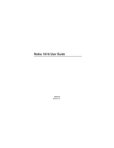 Nokia 1616 User Guide - cover page