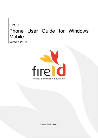 FireID Phone Windows Mobile User Guide - cover page