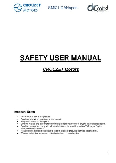 Crouzet Motors SMI21 CANop en Safety User Manual - cover page