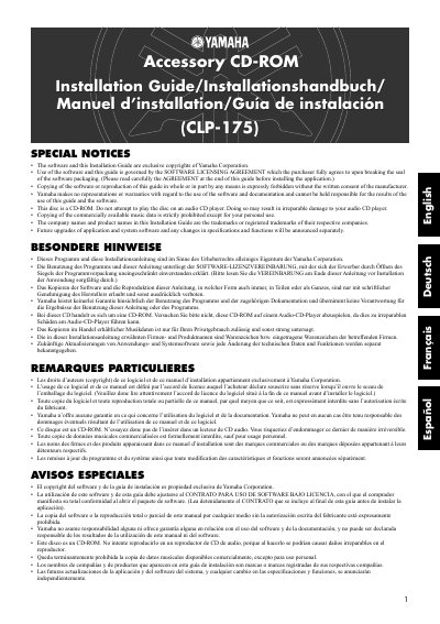 Yamaha CLP-175 Clavinova Owner's Manual - cover page