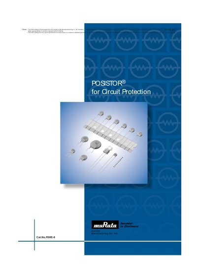 Murata R90E POSISTORr for Circuit Protection Product Catalog - cover page