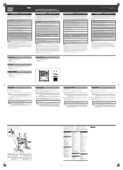 Yamaha RS85A Electronic Drum Rack Assembly Manual