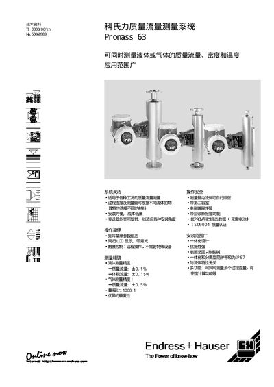 Endress+Hauser Promass63 Mass Flowmeter User Manual