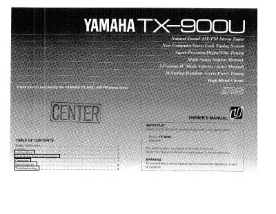 Yamaha TX-900U Stereo Tuner User Manual - cover page