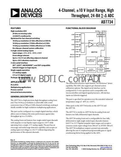 Analog Devices AD7734 Datasheet - cover page
