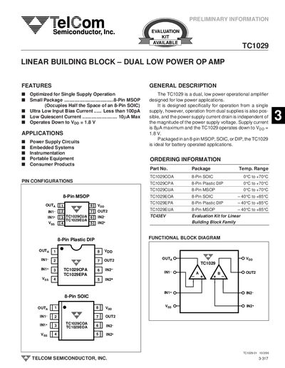 Telcom TC1029 Datasheet - cover page