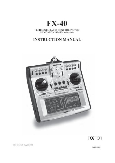 Futaba FX-40 14 Channel Radio Control System Instruction Manual - cover page
