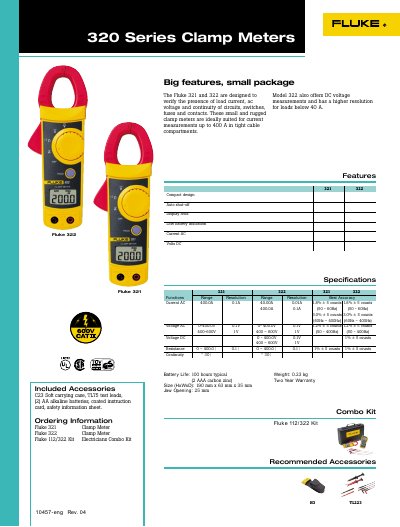 FLUKE 320 Series Clamp Meters Manual - cover page