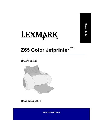 Lexmark Z65 Color Jetprinter User Manual