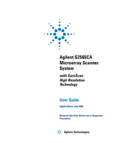 Agilent G2565CA Microarray Scanner System User Guide - cover page