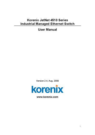 Korenix JetNet 4510 Series Industrial Managed Ethernet Switch User Manual