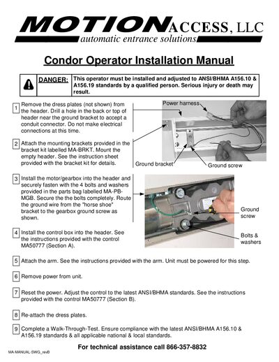 Condor Door Operator Installation Manual - cover page