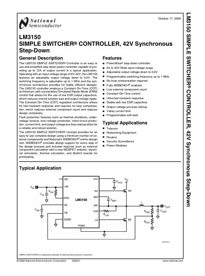 National Semiconductor LM3150 Datasheet - cover page