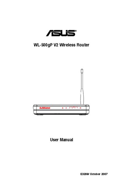 ASUS WL-500gP V2 Wireless Router User Manual - cover page