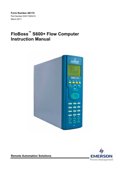 FloBoss S600+ Flow Computer User Manual - cover page