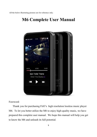FiiO M6 User Manual - cover page