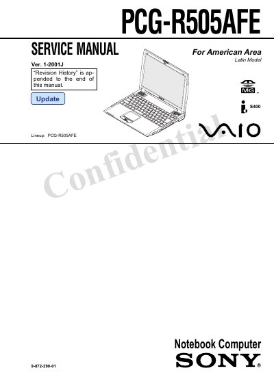 Sony PCG-R505AFE Notebook Service Manual - cover page