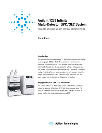 Agilent Technologies 5990-9921EN - Agilent 1260 Infinity Multi-Detector GPC/SEC System Data sheet - cover page
