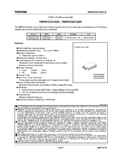 TOSHIBA TMP47C22ADF handbook - cover page