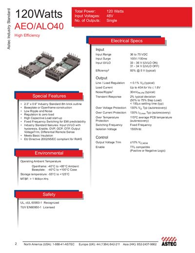 Astec AEO/ALO40 Datasheet - cover page