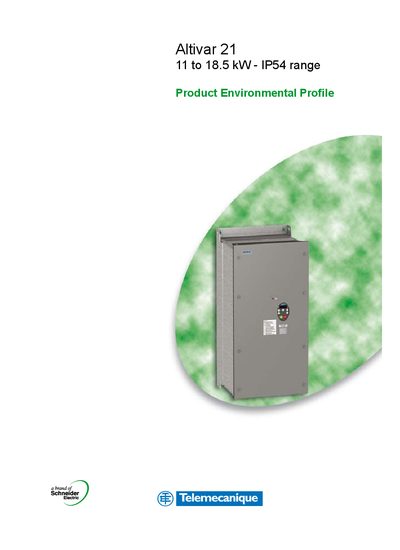 Schneider Altivar 21 11 to 18.5 kW - IP54 range Manual - cover page
