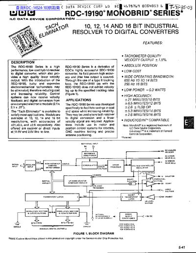 Data Device Corporation RDC-19190 Monobrid Series Datasheet - cover page