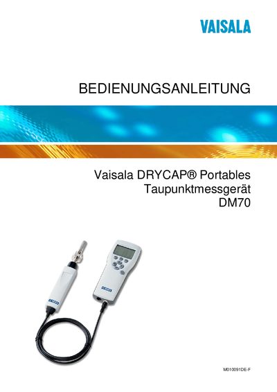Vaisala DM70 Dew Point Meter User Manual - cover page