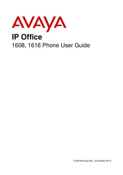 Avaya IP Office 1608/1616 Phone User Manual - cover page