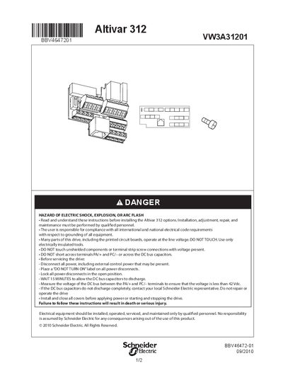 Schneider Altivar 312 VW3A31201 User Manual - cover page