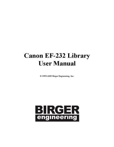 Birger Engineering EF-232 Library User Manual - cover page