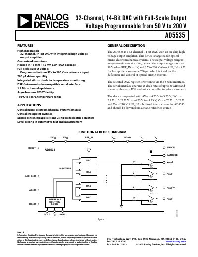 Analog Devices AD5535 Datasheet - cover page