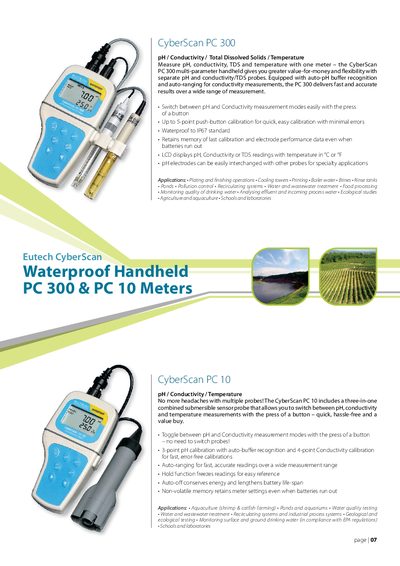 Eutech PC 10 & PC 300 Product Leaflet - cover page
