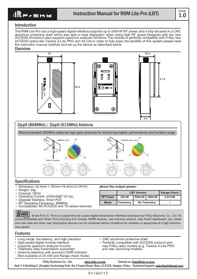 FrSky R9M Lite Pro RF Module User Manual - cover page