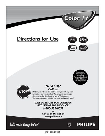Philips Color Television User Manual - cover page